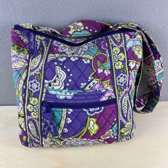 Vera Bradley Handbags - Vera Bradley Purple Paisley Quilted Cotton Crossbody Bag Floral Messenger